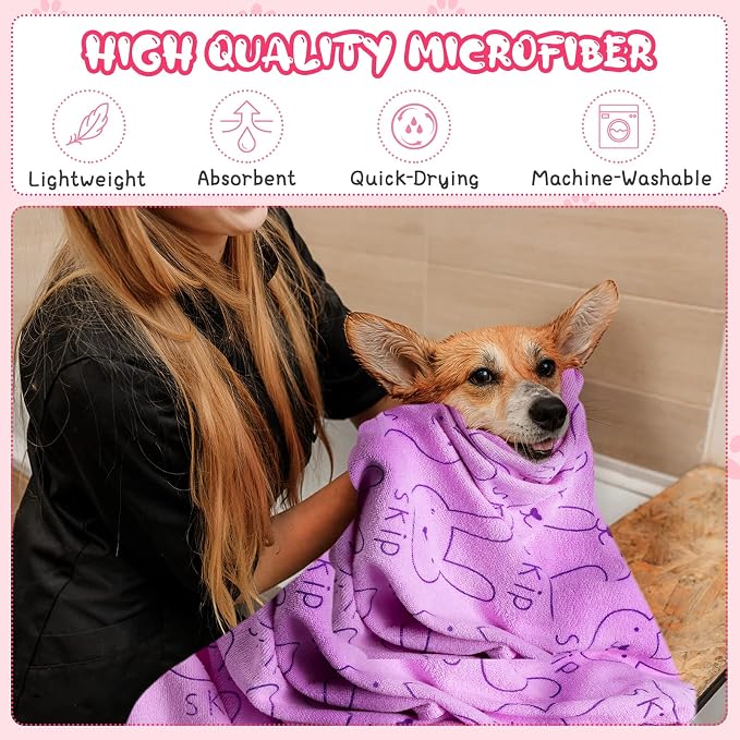Tatuo 22 Pcs Dog Towels for Drying 20 x 40 Inch Pet Bath Towels Absorbent Microfiber Towel Quick Drying Puppy Bathing Supplies for Small Medium Large Dog Puppy Cat(Colorful,Rabbit Pattern)