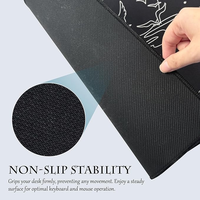 ALOANES Waterproof Mouse Pad, XL Gaming Keyboard Pad with Anti-Slip Base, Grain Jacquard Surface, Extend Desk pad for Gamer, Office & Home, Sea Wave Mousepad 31.5"x 11.8"x 0.12"