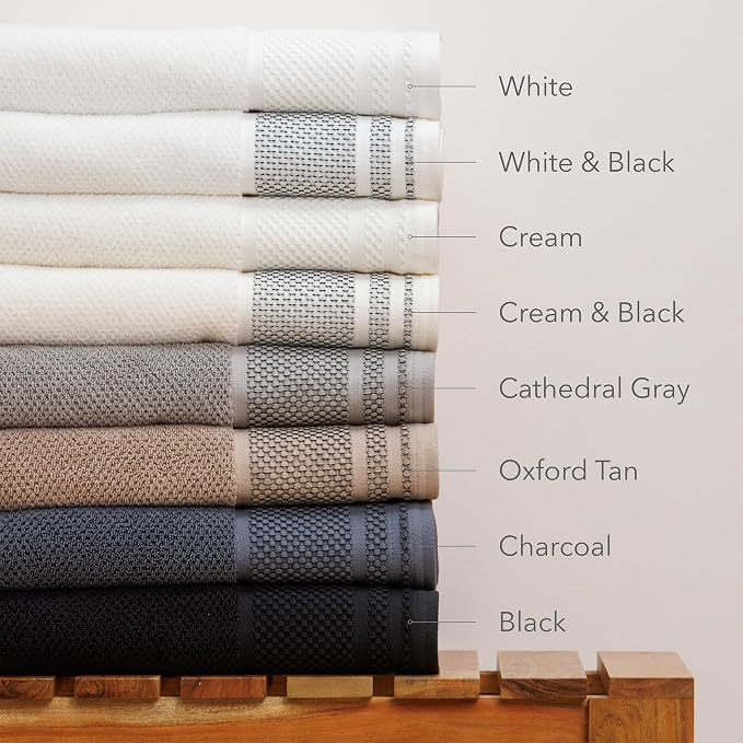 Texere 100% Organic Cotton Rice Weave Jacquard 700 GSM Luxury Bath Towel Sets - Ultra Soft and Absorbent Hotel and Spa Quality (Rice Weave, Cream, 2 Hand & 2 Face Towels)