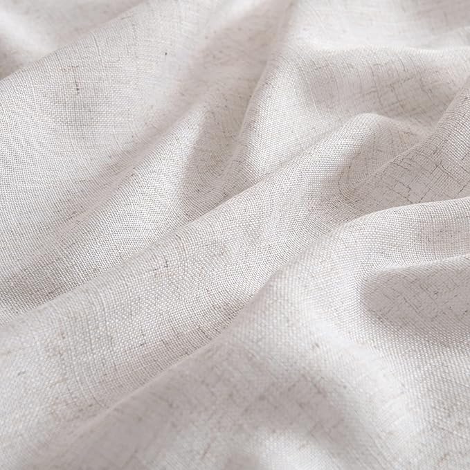 MIULEE White Linen Curtains 84 Inch Length for Bedroom Living Room, Soft Thick Linen Textured Window Drapes Semi Sheer Light Filtering Rod Pocket Back Tab Burlap Look, 2 Panels, 37x84 Inches