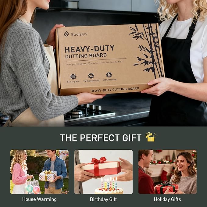 Bamboo Cutting Boards Non Toxic Wood Wooden Cutting Board for Kitchen Non Slip Christmas Xmas Birthday Law Step Stepmom Stepmother Have Everything Good Unique Useful Present