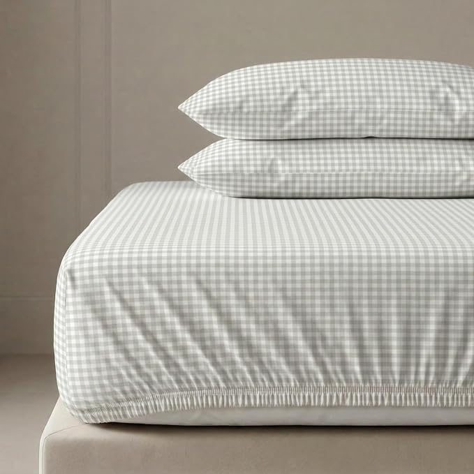 MakeMake Organics Organic Queen Fitted Sheet Set GOTS Certified Organic Cotton Fitted Sheet with Pillowcase Ultra Soft Non Toxic Breathable Hypoallergenic Colorful Neutral (Queen, Weaves)