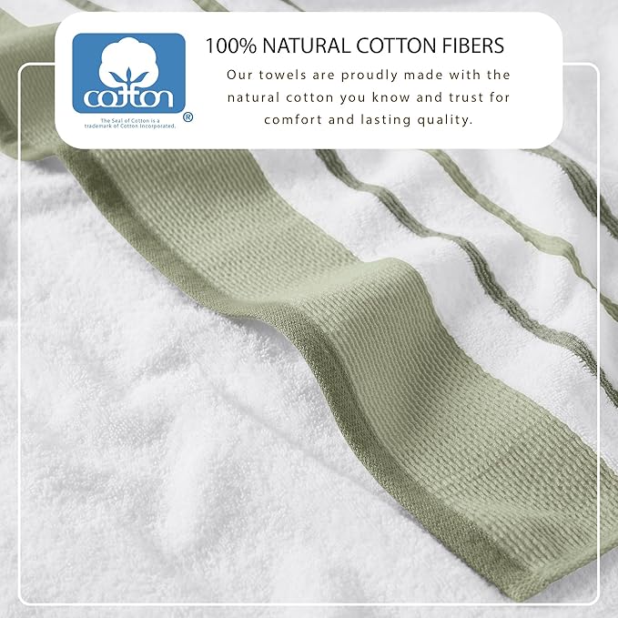 Great Bay Home Decorative Oversized Bath Sheet Set - Cotton 2 Pack 68x35 Extra Large Towels - Durable Towels for Bathroom Decor (Desert Sage Green/Moss Green)