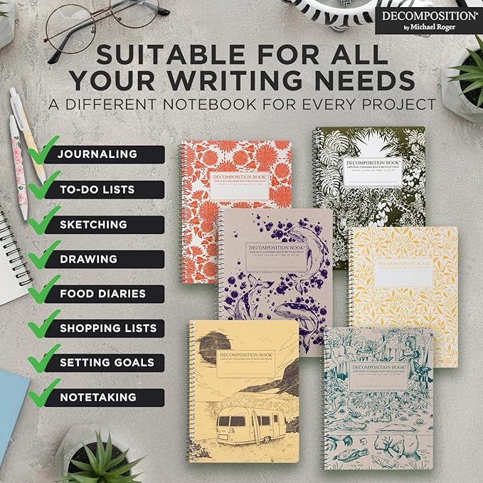 Decomposition King Penguins College Ruled Spiral Notebook - 9.75 x 7.5 Journal with 160 Lined Pages - 100% Recycled Paper - Cute Notebooks for School Supplies, Home & Office - Made in USA