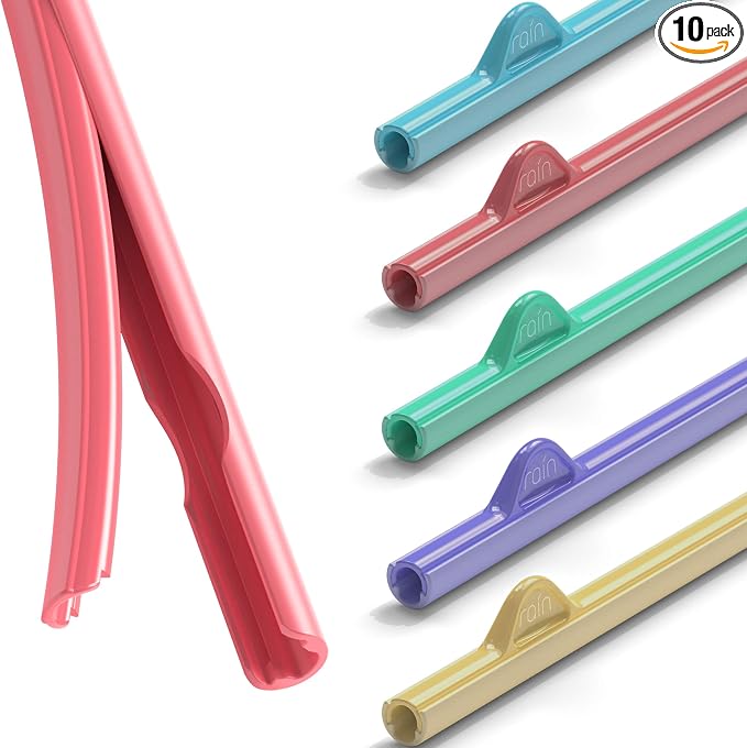 Rain Straw - Easy Clean Reusable Drinking Straws That Snap Open for Easy Cleaning - No Cleaning Brush or Cleaner Needed - Eco Friendly BPA Free 10.5" long Plastic Straws for Tumbler (Bright, 10 Pack)