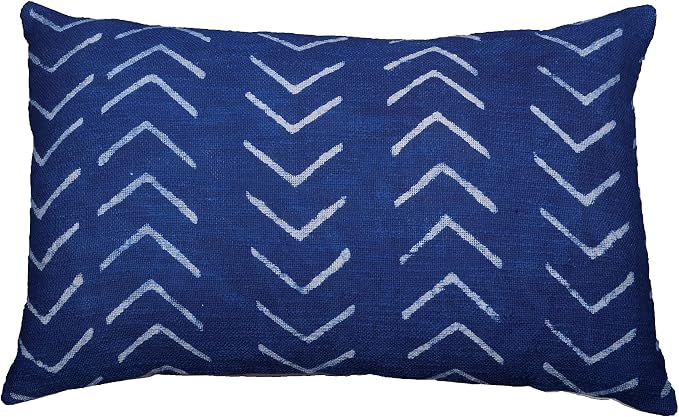 Trade Star Handmade Cushion Cover Decorative Spring Pillow Cover 100% Cotton Throw Pillow Case Indian Mudcloth Lumbar Pillows Ethnic Oblong Pillow Shams (Indigo Phoenix 14X22 INCHES)