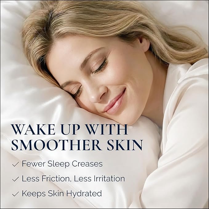 Premium Silk Pillowcase 100% Organic Mulberry Silk, 22 Momme, Grade 6A - Oeko-Tex Certified in Germany - Luxury for Hair & Skin, 1 Piece (Standard, Cloud Blue)