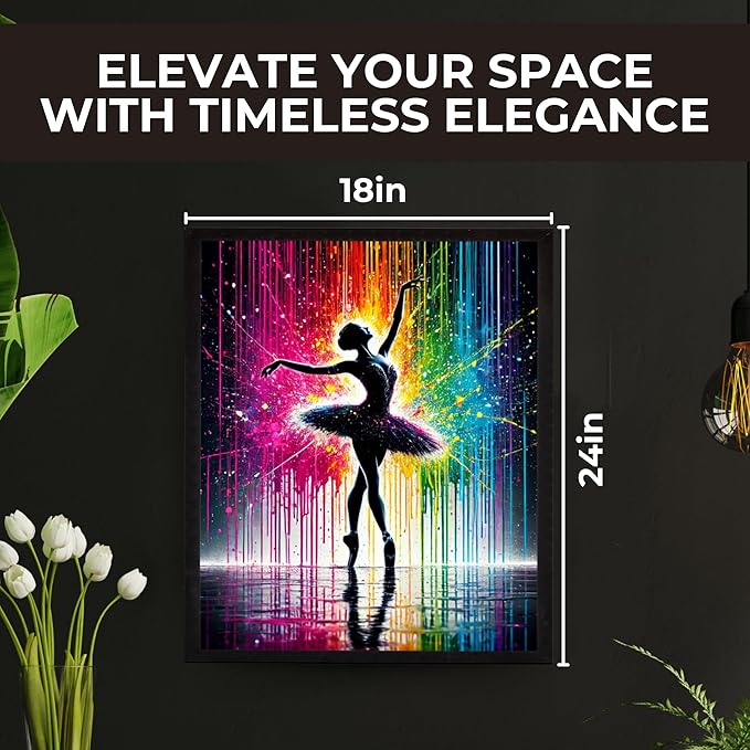 InkFlow Posters Art Ballerina Poster - Dancing Under The Rain Print - Abstract Art - Silhouette Art - Graffiti Print - Great Bedroom or Living Room Decor - 18x24 Unframed Canvas Print