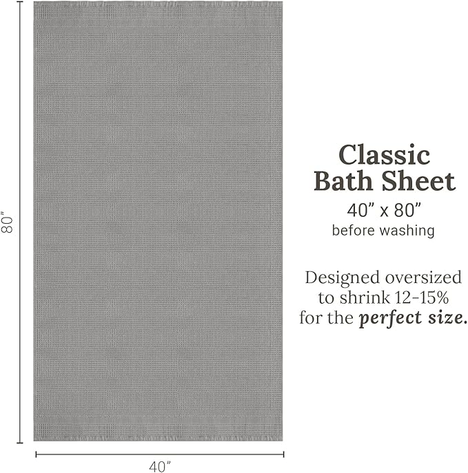 GILDEN TREE Waffle Bath Sheet Large Bath Towels Quick Dry Thin Body Towels, 40x80 Oversized Bath Towels for Adults, Classic Style (Pewter)