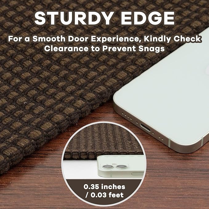 EARTHALL Woven Runner Rug 3x8 Ft Washable Runners for Hallways Wide Non Slip Rubber Backed Kitchen Runner Braided Indoor Floor Carpet for Entryway, Hallway, Kitchen, Bedroom, Brown