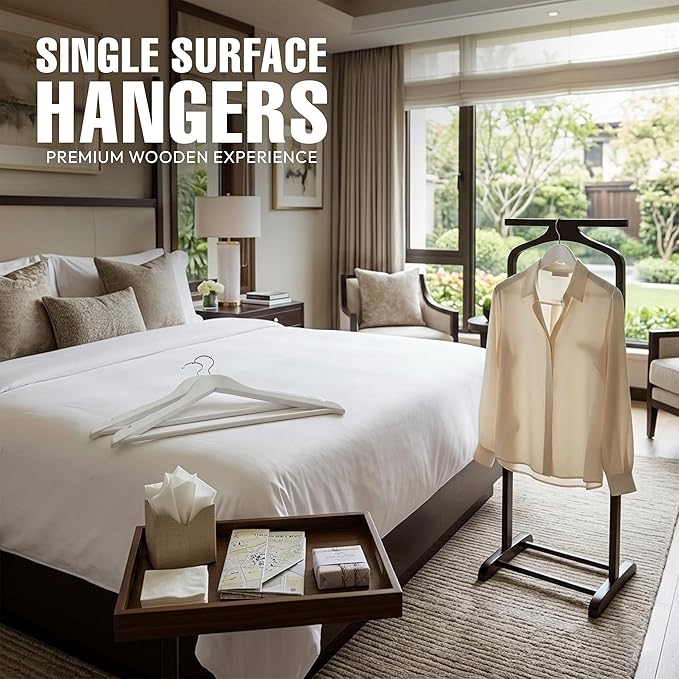 Utopia Home Premium Wooden Hangers 20 Pack - Durable & Slim Coat Hanger - Suit Hanger with 360-Degree Rotatable Hook - Wood Hangers with Shoulder Grooves (White Color)