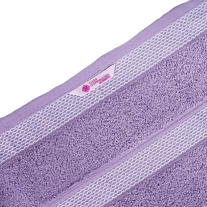 CASA COPENHAGEN Solitaire 6Pcs 100% Egyptian Cotton Large Designer Towels Gift Set- Lavender - Pink, 2Bath 2Hand 2Washcloths, Bath Towels for Bathroom (Box Pack, Gift Set for Women & Men)
