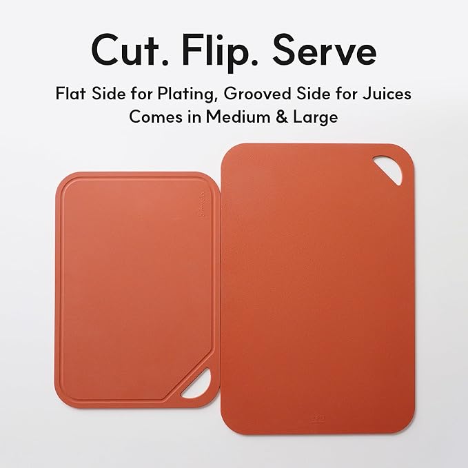 Flexible Cutting Board – Premium TPU Cutting Mat, Thick, Knife Friendly, Non-Slip, Dishwasher Safe Kitchen Prep Board, Made in Korea, Brick Large (1 Pack)