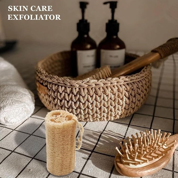 6 Pack Natural Loofah Sponges, 5 Inch Long Organic Real Loofah Exfoliating Body Scrubber Luffa Sponge Natural Loofah Bulk for Men Women in Bath Shower Deep Clean