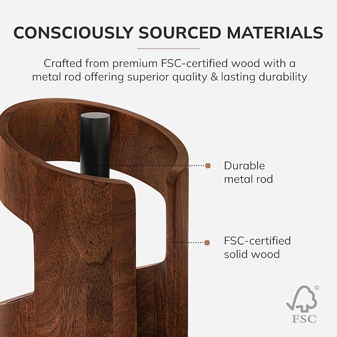 Anji Mountain Wooden Paper Towel Holder Countertop with Mango Wood Round Base and Iron Holder, Holder Stand for Kitchen Roll Organizer & Kitchen Dining Table Home Decor - Walnut/Black, Arc Hold