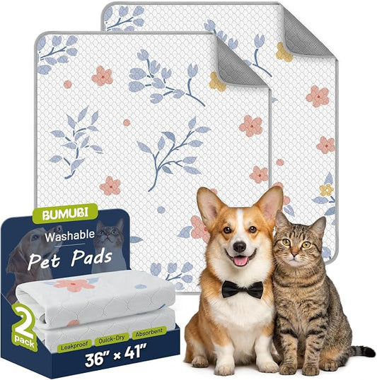 Washable Dog Pee Pads - Absorbent Reusable Puppy Training Pads, Waterproof Leak - Proof & Non - Slip for Crate Whelping Potty Training 36x41 (Pack of 2)