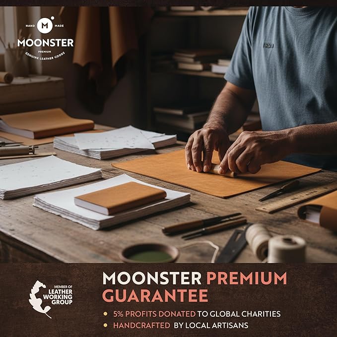 moonster Blank Journal Notebook Paper - A5 Journal Refill - for Refillable Leather Journal - Premium Milled Inserts Blank Sketch Book, Unlined Notepad 8.25 x 5.8 Inch, with 320 Pages 70gsm & Bookmark