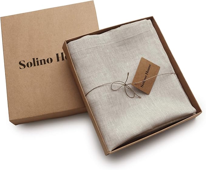 Solino Home Light Natural Linen Sheer Curtain 96 Inch - 100% Pure Linen European Flax Window Treatment Panel 52 x 96 Inch - Light Filtering Rod Pocket Curtain for Living Room, Bedroom - 1 Panel