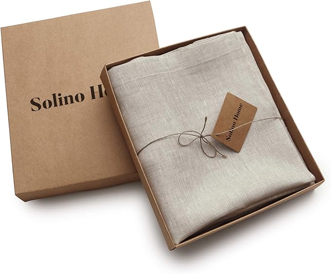 Solino Home Light Natural Linen Sheer Curtain 54 Inch - 100% Pure Linen European Flax Window Treatment Panel 52 x 54 Inch - Light Filtering Rod Pocket Curtain for Living Room, Bedroom - 1 Panel