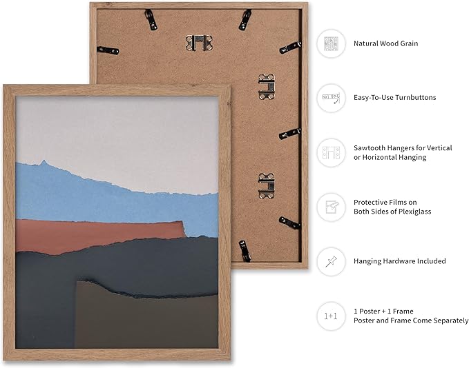 Monem Art Abstract Mountain Landscape Collage Print - Minimalist Scandinavian Art Poster - Wall Decor for Living Room, Bedroom or Office - 16x20 Beige Framed Wall Art by Mareike Bohmer