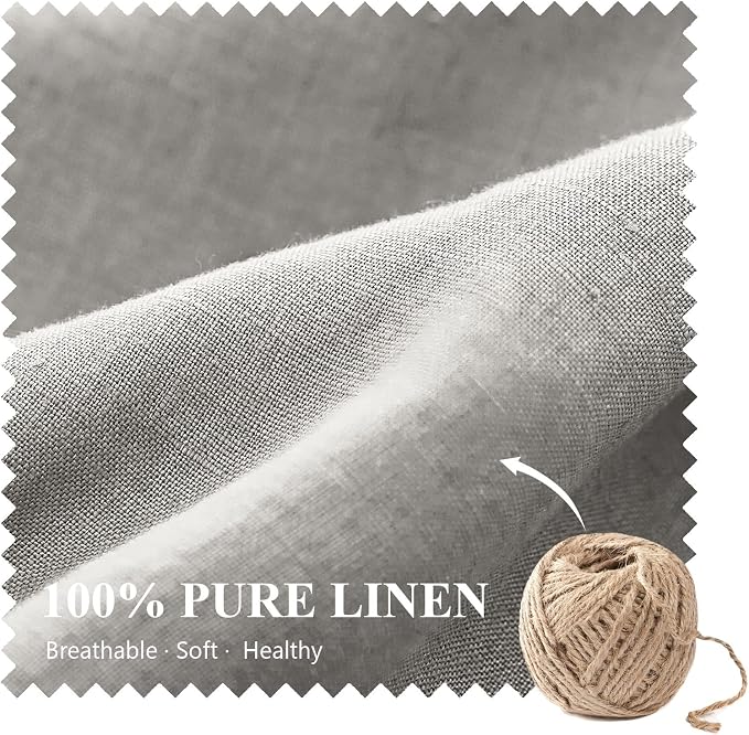 Simple&Opulence 100% Linen Lumbar Pillow Cover 12 x 20 Inches Set of 2 Rectangular Decorative Throw Cushion Cover for Couch Sofa Bed Living Room Office Soft Breathable Farmhouse - Light Grey