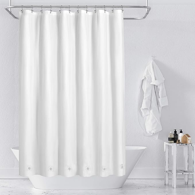 Barossa Design Extra Long Shower Curtain Liner with 6 Magnets - 72" x 84" XL White Waterproof PEVA Shower Liner for Bathroom, PVC Free, Metal Grommets - White, 72x84