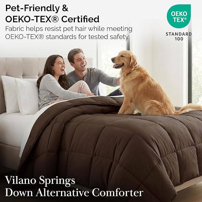 Southshore Fine Living, Inc. Twin Comforters, Oversized Bedding, Down-Alternative Brown Comforter/Bedspread Twin Size, Fluffy Comforter, Easy Care, Pet Hair Resistant Bedding, Chocolate Brown
