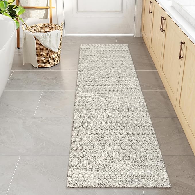 Collive Hallway Runner Rug 2x6 Kitchen Runner Rugs Non Slip Rubber Backed Tan Cotton Carpet Washable Farmhouse Rug Runners for Hallways Boho Floor Runners for Bedroom Entryway Laundry