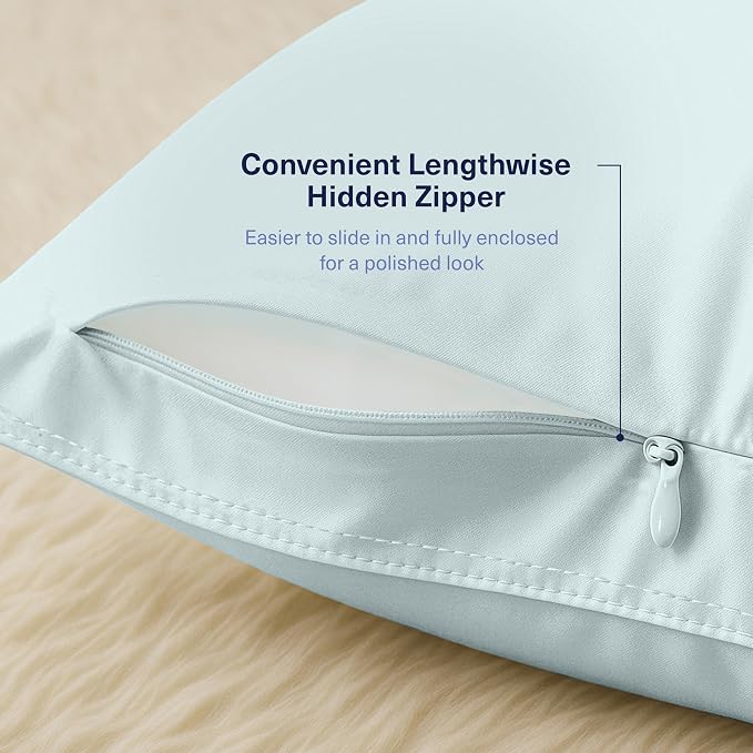 Kickoff Viscose Bamboo Pillowcase, King, Set of 2, 100% Organic Hidden Zippered Viscose Bamboo Pillow Case King Size, Cooling Pillow Cover for Hot Sleepers (20"x40", Coastal Blue)