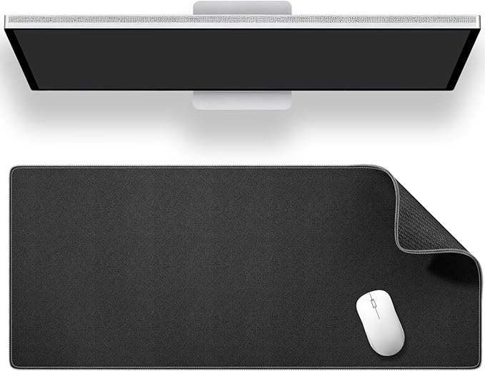 ALOANES Black Waterproof Desk Mat, Large Mouse Pad with Extended Mouse Mat, with Anti Slip Base, Stitched Edge, Grain Jacquard Surface, Perfect for Gamer, Office & Home, XXL 11.81''x31.50''x0.12''