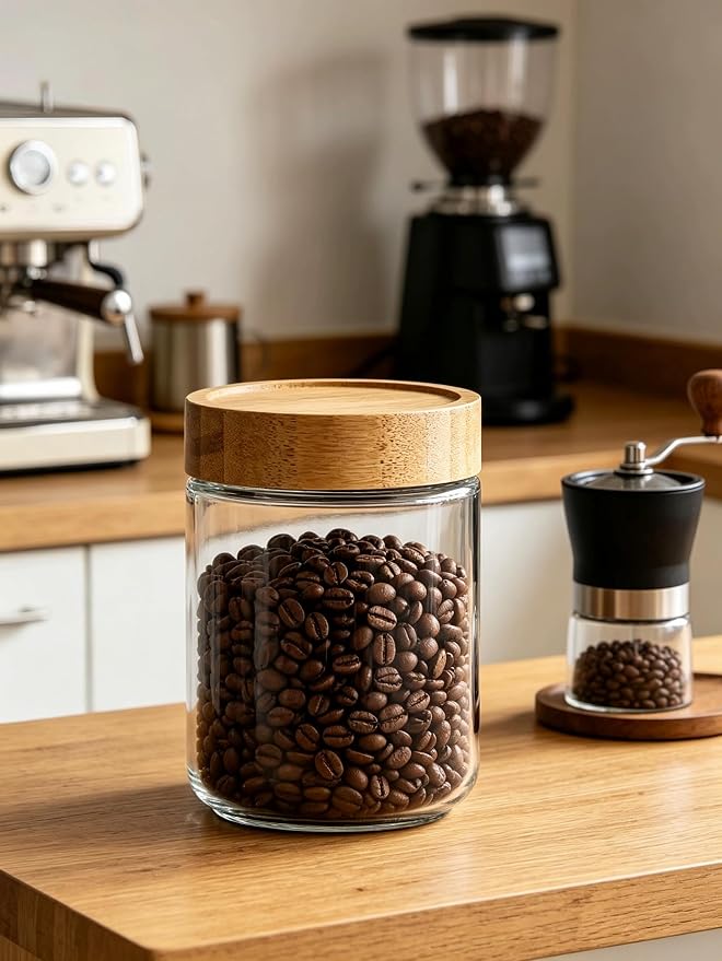 Glass Jars with Bamboo Lids Airtight