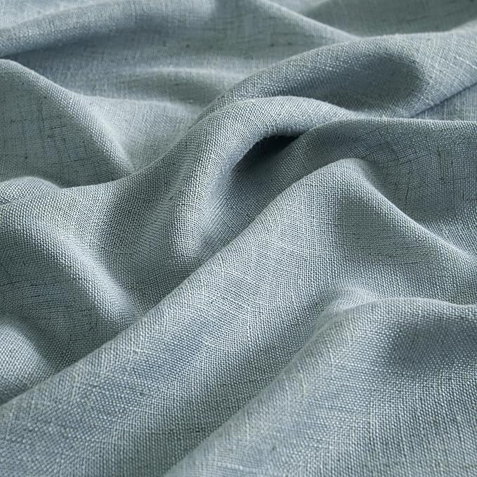 MIULEE Dusty Blue Linen Curtains 108 Inches Long 2 Panels for Bedroom Living Room, Soft Thick Linen Textured Window Drapes Semi Sheer Light Filtering Back Tab Rod Pocket Light Blue Decor