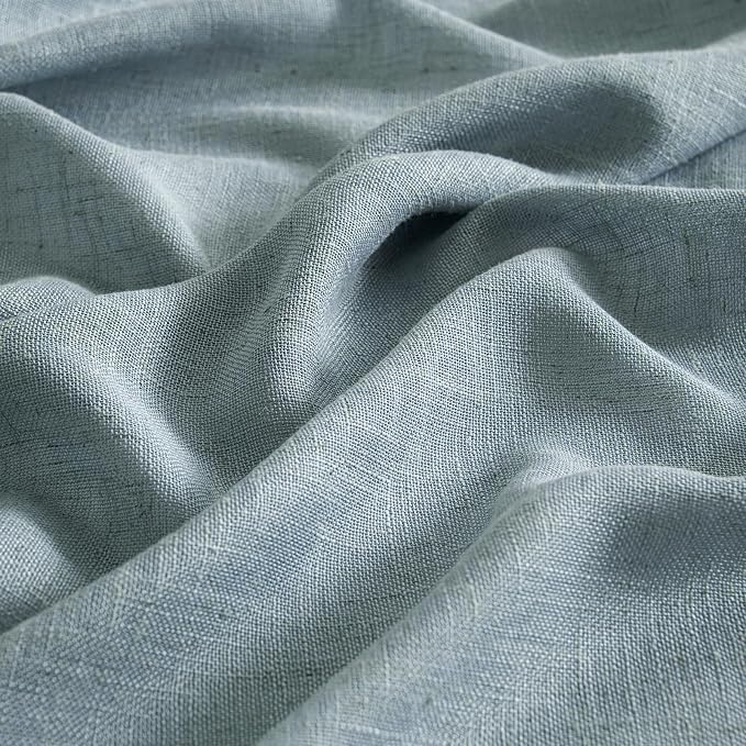 MIULEE Dusty Blue Linen Curtains 63 Inch Length 2 Panels for Bedroom Living Room, Soft Thick Linen Textured Kitchen Window Drapes Semi Sheer Light Filtering Back Tab Rod Pocket Burlap Look Decor