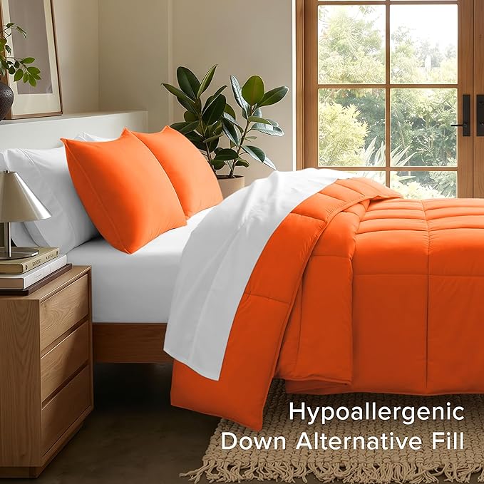 Bare Home Comforter Set - Twin/Twin Extra Long Size - Ultra-Soft - Goose Down Alternative - Premium 1800 Series - All Season Warmth (Twin/Twin XL, Orange)