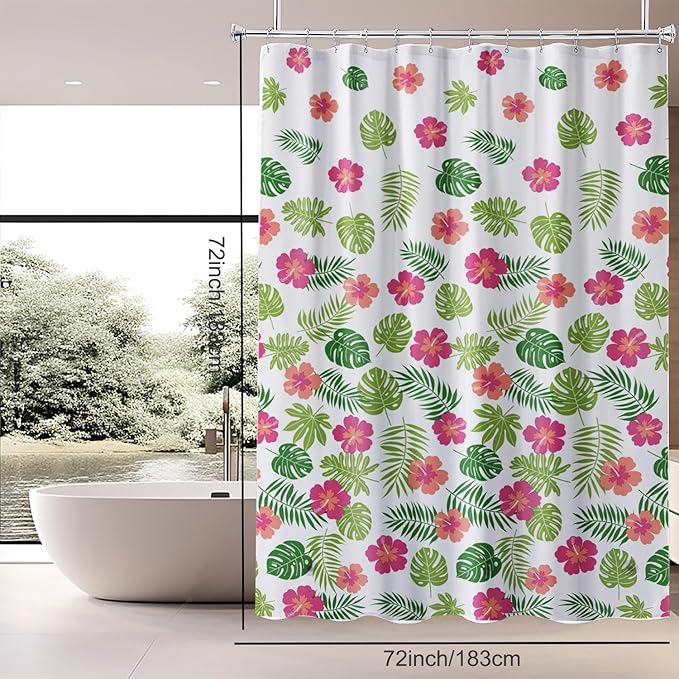 TIKABC Shower Curtain Liner, 4G PEVA Shower Liner, Plastic Waterproof Shower Curtains, 72x72 inch with Grommet Holes 3 Magnetic Weights