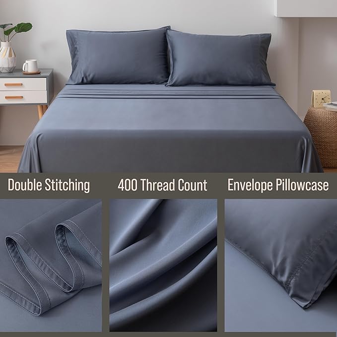 BELLA COTERIE | Luxury Bamboo Viscose Standard Size Pillowcase Set | 100% Organically Grown | Ultra Soft | Cooling | 2 Pcs [Slate Blue]