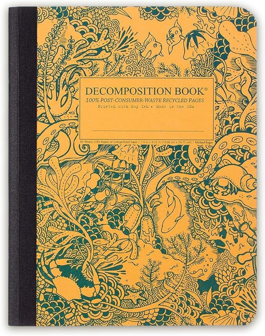 Decomposition Under the Sea College Ruled Composition Notebook - 9.75 x 7.5 Journal with 160 Lined Pages - Cute Notebooks for School Supplies, Home & Office - 100% Recycled Paper - Made in USA