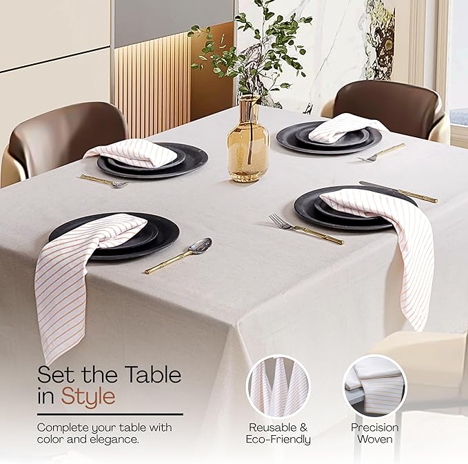 Mustard Yellow Stripe Cloth Napkins Set of 12, 18x18 Inch, 100% Cotton, Classic Striped Table Linen for Thanksgiving, Fall, Reusable and Machine Washable Napkin for Everyday Dining