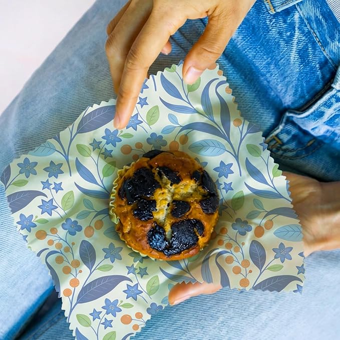 Reusable Beeswax Wrap, 9 Pack Eco-Friendly Beeswax Wraps For Food, Organic, Sustainable, Biodegradable, Zero Waste, Plastic-Free Food Storage, 1XL, 3M, 5S (Butterfly, Floral & Leaves)
