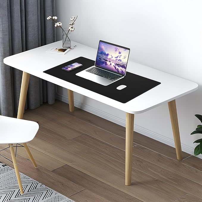 AFIING Cork Desk Mat 31.5" x 17", Waterproof Dual-Sided Cork & PU Leather Desk Pad, Non-Slip Desk Protector for Home Office, Workspace Setup & Gaming, Black