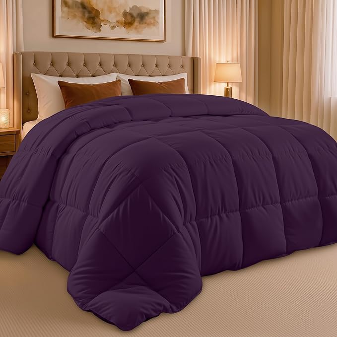 Utopia Bedding Twin Comforter Duvet Insert, Quilted Plum Comforter with Corner Tabs, Box Stitched Down Alternative Comforters Twin Size 64 x 88 inches