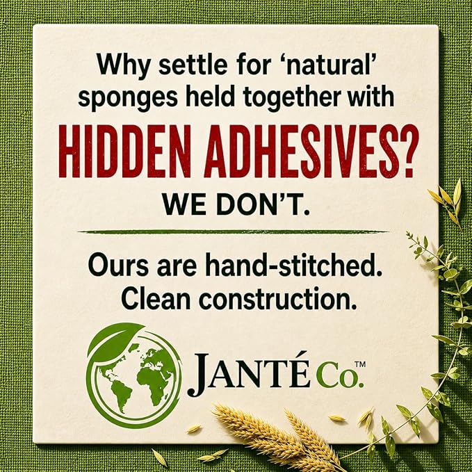 Natural Loofah Dish Sponges by Janté Co. (6-Pack) - Kitchen Sponges | Authentic Natural Loofah - Cotton Stitched - No Synthetic Glue - Air Dry Design - FSC Sourced Cellulose