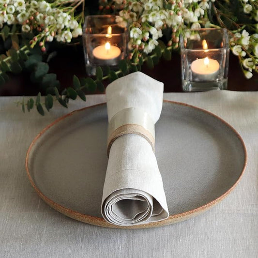 Huddleson Natural Linen Napkin 20x20 (Set of Four) Luxury Italian Linen Napkin Sewn in US