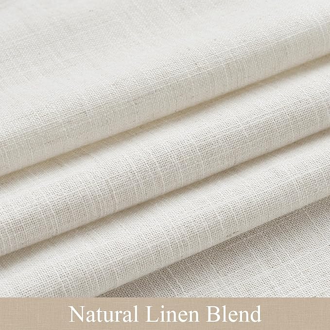NICETOWN Linen Kitchen Curtains 18 inch Long, Light Filtering Privacy Small Cafe Curtains 55" W, Linen Textured Elegant Short Window Treatments for Farmhouse Home Decor