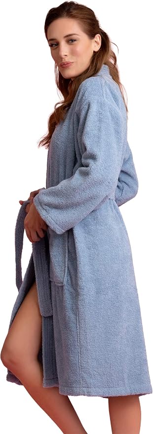 Women's Turkish Terry Kimono Style Bathrobe - 100% Cotton Robe for Women - Comfortable & Absorbent - Soft & Cozy Wear