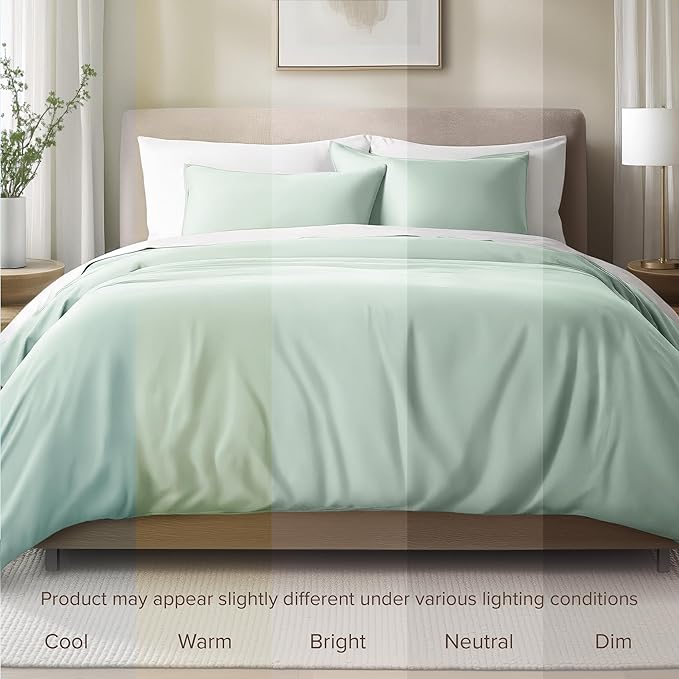 Bare Home 100% Organic Cotton Sateen Duvet Cover Set - Full - 400 Thread Count - Smooth Sateen Weave - Warm & Luxurious - Duvet Cover (Full, Willow)