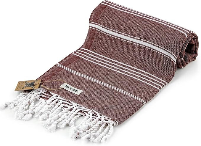 100% Organic Turkish Cotton Beach and Bath Towel, Peshtemal Towel Blanket, Quick Dry Sand Free, Oversized Light Compact, Diamond Weave, Prewashed, 71 x 39 Inches (CLARED RED)