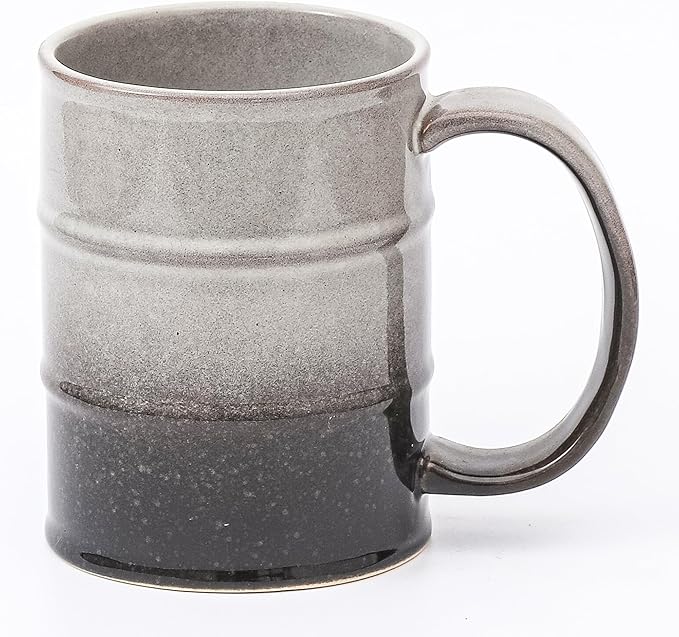 Coffee Mug, 22 oz Beer Mugs Large Ceramic Coffee Mug Tea Cups, Handmade Mug with Big Handle for Office and Home, Dishwasher and Microwave Safe (Grey Black)