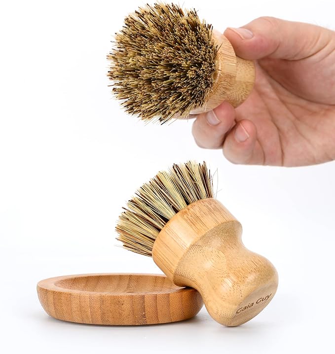 Gaia Guy Plastic-Free Dish Brush Set | 19-Piece Zero Waste Kitchen Cleaning Kit with Bamboo & Beech Wood Brushes, Cellulose Sponges, Natural Loofahs & Soap Holders | Eco Friendly Dishwashing Set