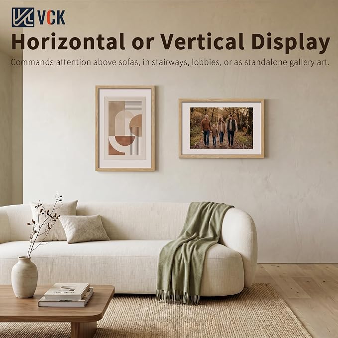 VCK 20x30 Picture Frames Natural - 3 Pack, Wide Border Solid Wood, Display 18x24 Photo with Mat or 20 x 30 Without, for Home, Office, Gallery, Woodgrain Series, Wall Hanging